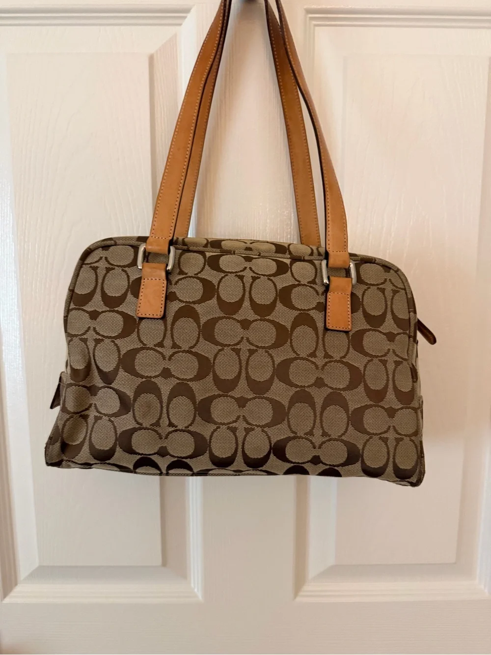 Coach - Tan and Brown Signature-Print Shoulder Bag